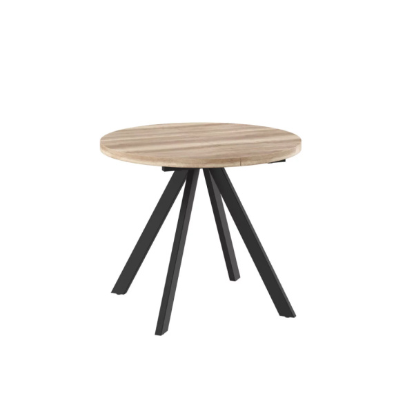 Стол RONDO-90, круглый раздвижной 90(125), ДУБ КАНЬОН/ЧЕРНЫЙ